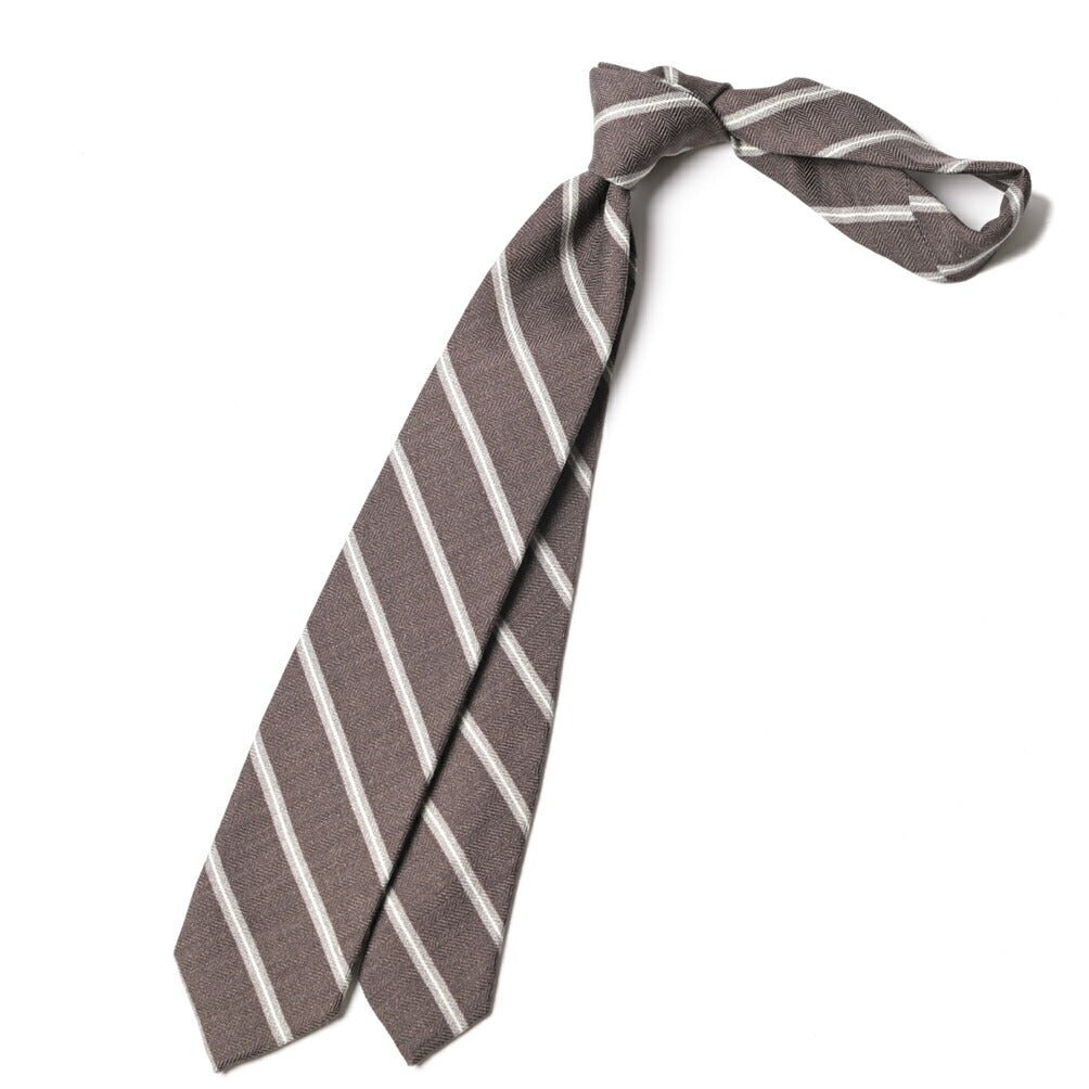 BARBA シルク混ウール レジメンタルネクタイ (セッテピエゲ) ブラウン 147cm×7cm | GUARDAROBA MILANO OFFICIAL STORE