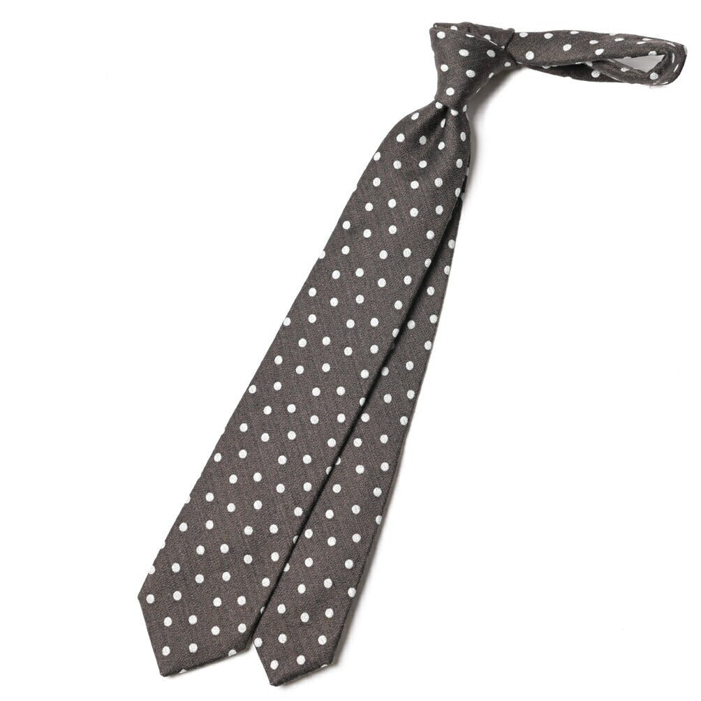 BARBA シルク混ウール ドット柄ネクタイ (セッテピエゲ) ブラウン 147cm×7.5cm | GUARDAROBA MILANO OFFICIAL STORE