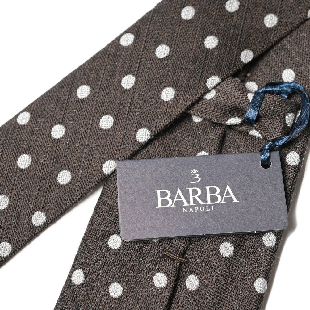 BARBA シルク混ウール ドット柄ネクタイ (セッテピエゲ) ブラウン 147cm×7.5cm | GUARDAROBA MILANO OFFICIAL STORE