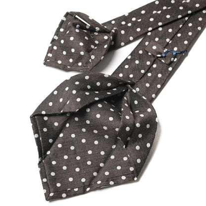 BARBA シルク混ウール ドット柄ネクタイ (セッテピエゲ) ブラウン 147cm×7.5cm | GUARDAROBA MILANO OFFICIAL STORE