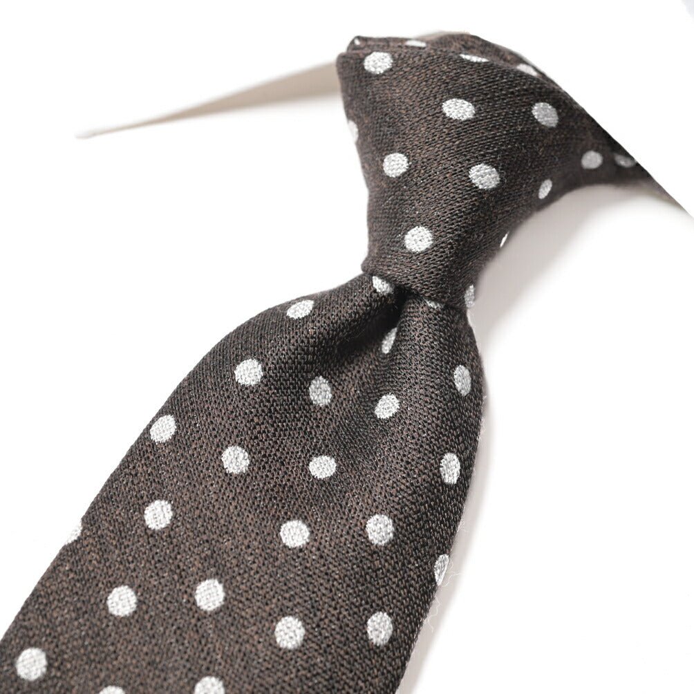 BARBA シルク混ウール ドット柄ネクタイ (セッテピエゲ) ブラウン 147cm×7.5cm | GUARDAROBA MILANO OFFICIAL STORE