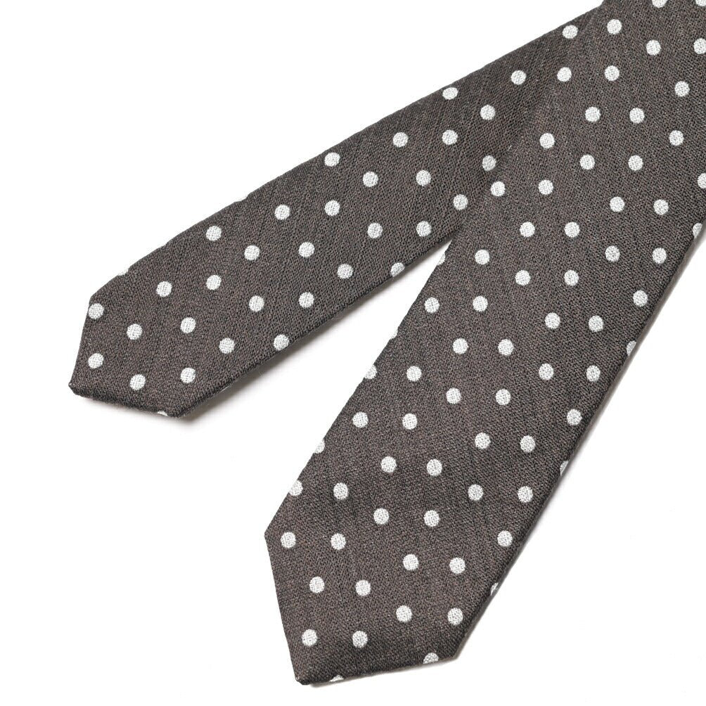 BARBA シルク混ウール ドット柄ネクタイ (セッテピエゲ) ブラウン 147cm×7.5cm | GUARDAROBA MILANO OFFICIAL STORE