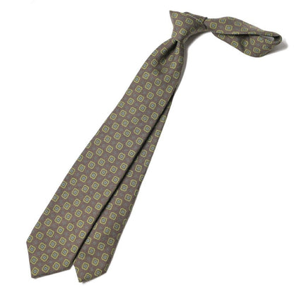BARBA シルク混ウール 小紋柄ネクタイ (セッテピエゲ) ブラウン×グリーン 150cm×7.5cm | GUARDAROBA MILANO OFFICIAL STORE