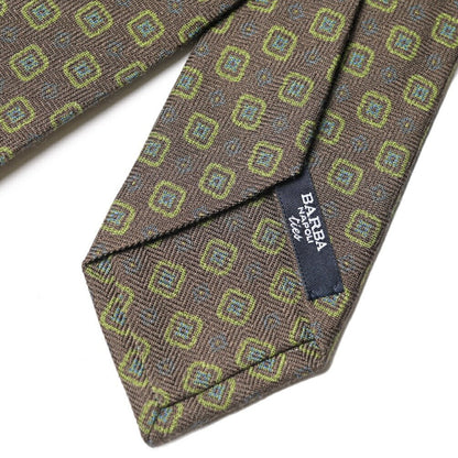 BARBA シルク混ウール 小紋柄ネクタイ (セッテピエゲ) ブラウン×グリーン 150cm×7.5cm | GUARDAROBA MILANO OFFICIAL STORE