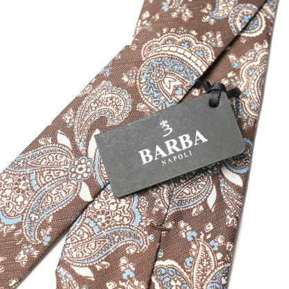 BARBA リネン混シルク ペイズリー柄ネクタイ（セッテピエゲ） ブラウン 148cm×7.5cm | GUARDAROBA MILANO OFFICIAL STORE