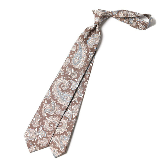 BARBA リネン混シルク ペイズリー柄ネクタイ（セッテピエゲ） ブラウン 148cm×7.5cm | GUARDAROBA MILANO OFFICIAL STORE