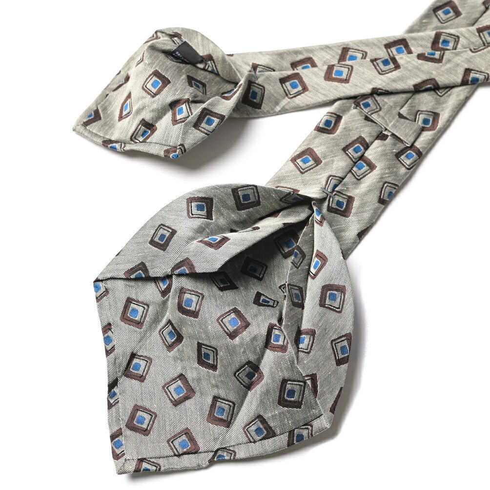 BARBA シルク混リネン 小紋柄ネクタイ（セッテピエゲ） グレー 150cm×7cm | GUARDAROBA MILANO OFFICIAL STORE