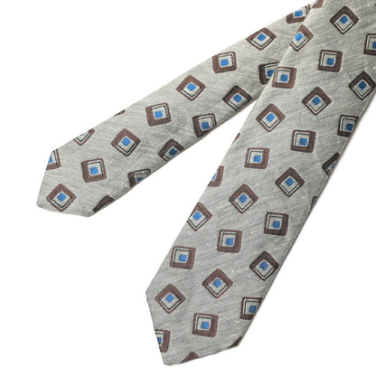 BARBA シルク混リネン 小紋柄ネクタイ（セッテピエゲ） グレー 150cm×7cm | GUARDAROBA MILANO OFFICIAL STORE