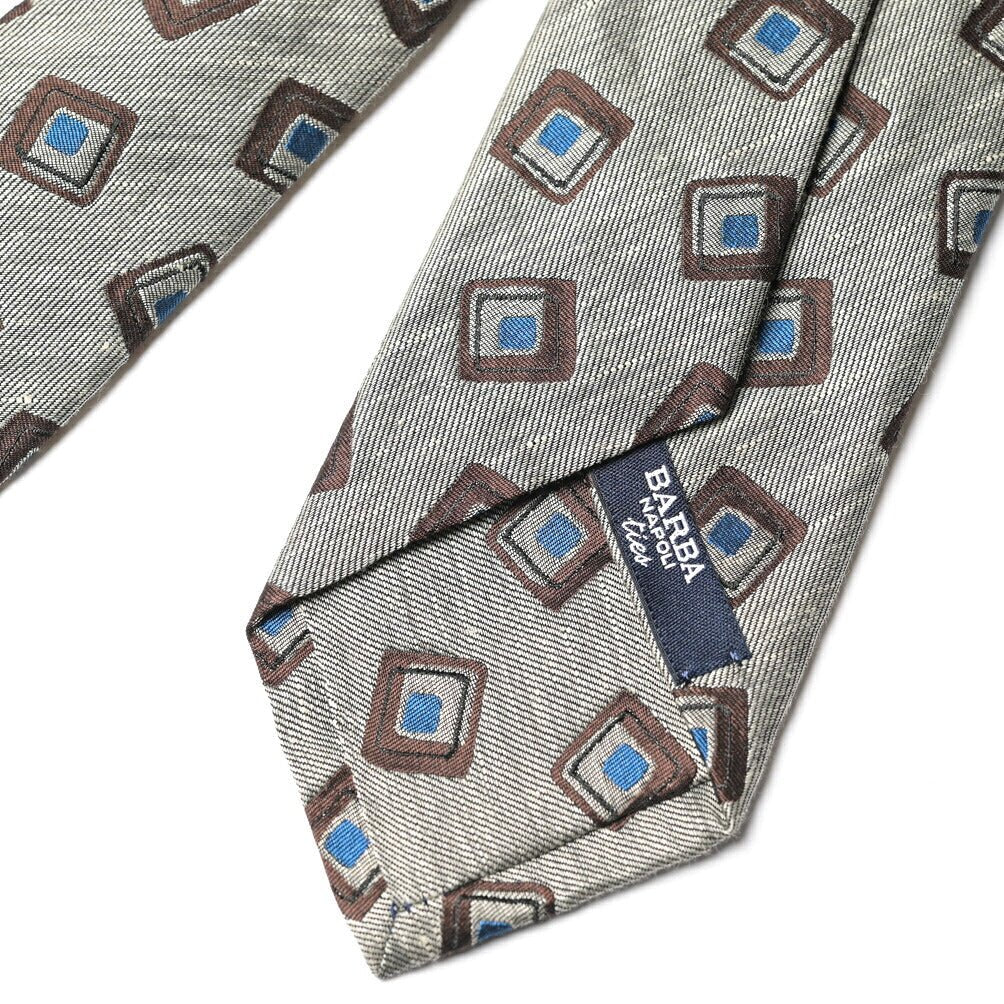 BARBA シルク混リネン 小紋柄ネクタイ（セッテピエゲ） グレー 150cm×7cm | GUARDAROBA MILANO OFFICIAL STORE