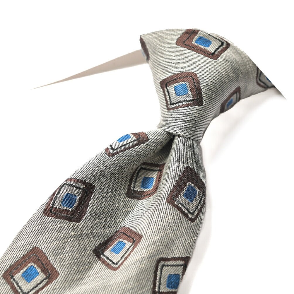 BARBA シルク混リネン 小紋柄ネクタイ（セッテピエゲ） グレー 150cm×7cm | GUARDAROBA MILANO OFFICIAL STORE