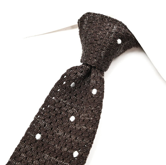 BARBA リネン混コットン ドット柄ネクタイ ニットタイ｜428484｜GUARDAROBA MILANO OFFICIAL STORE