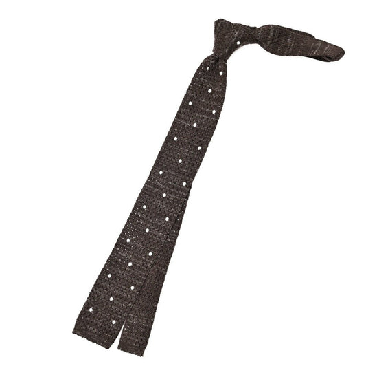 BARBA リネン混コットン ドット柄ネクタイ ニットタイ｜428484｜GUARDAROBA MILANO OFFICIAL STORE