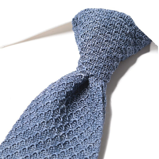 BARBA リネン混シルク ネクタイ（ニットタイ） ブルー 144cm×6cm | GUARDAROBA MILANO OFFICIAL STORE