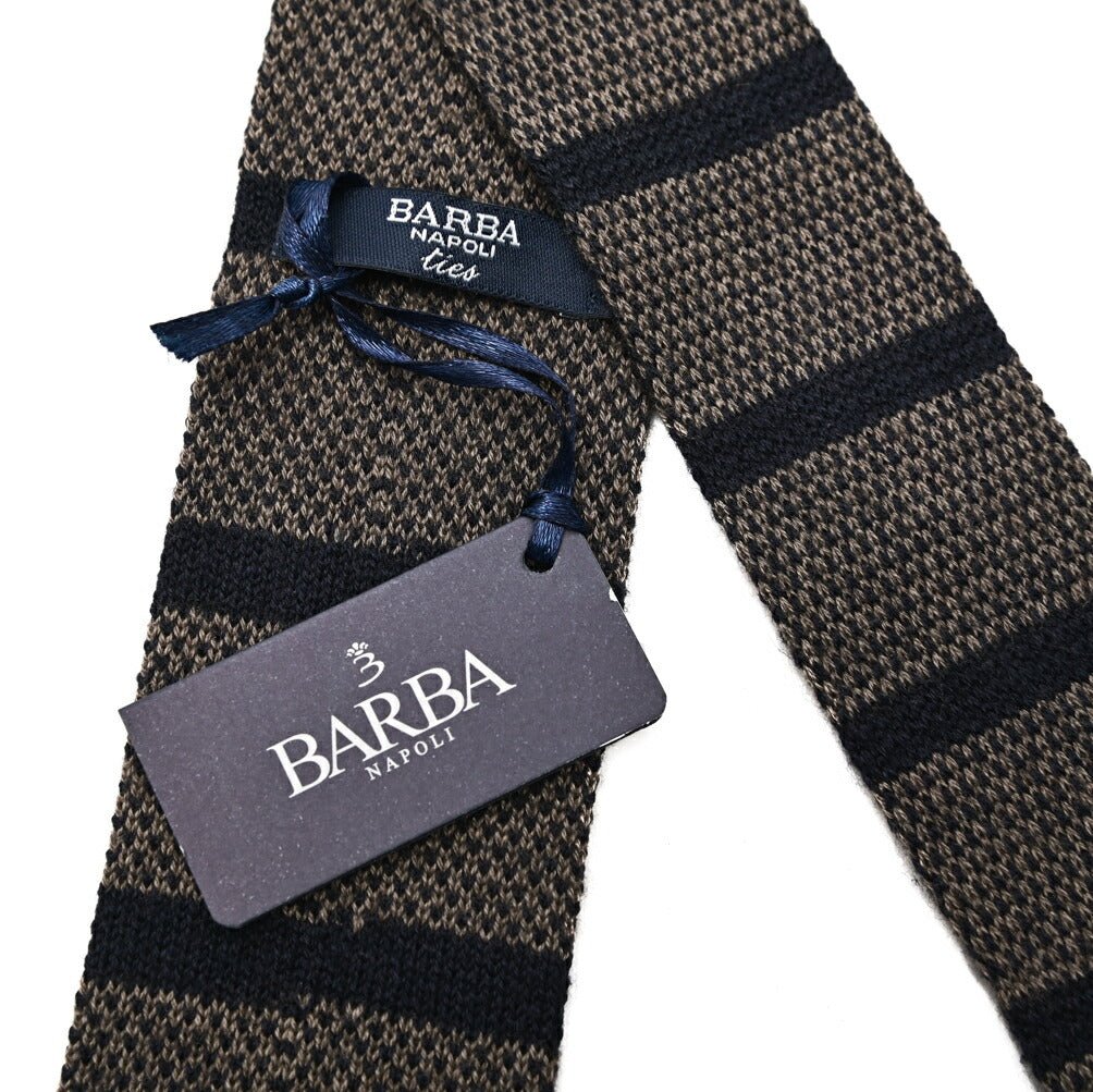 BARBA カシミヤ混シルク ボーダー柄ネクタイ ニットタイ｜428505｜GUARDAROBA MILANO OFFICIAL STORE
