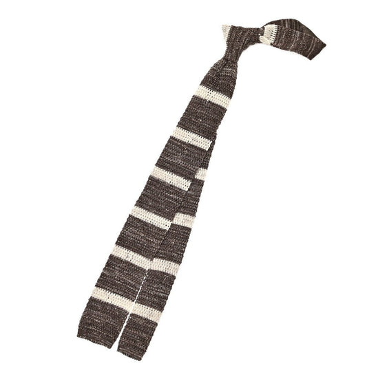 BARBA リネン混コットン ボーダー柄ネクタイ ニットタイ｜428507｜GUARDAROBA MILANO OFFICIAL STORE