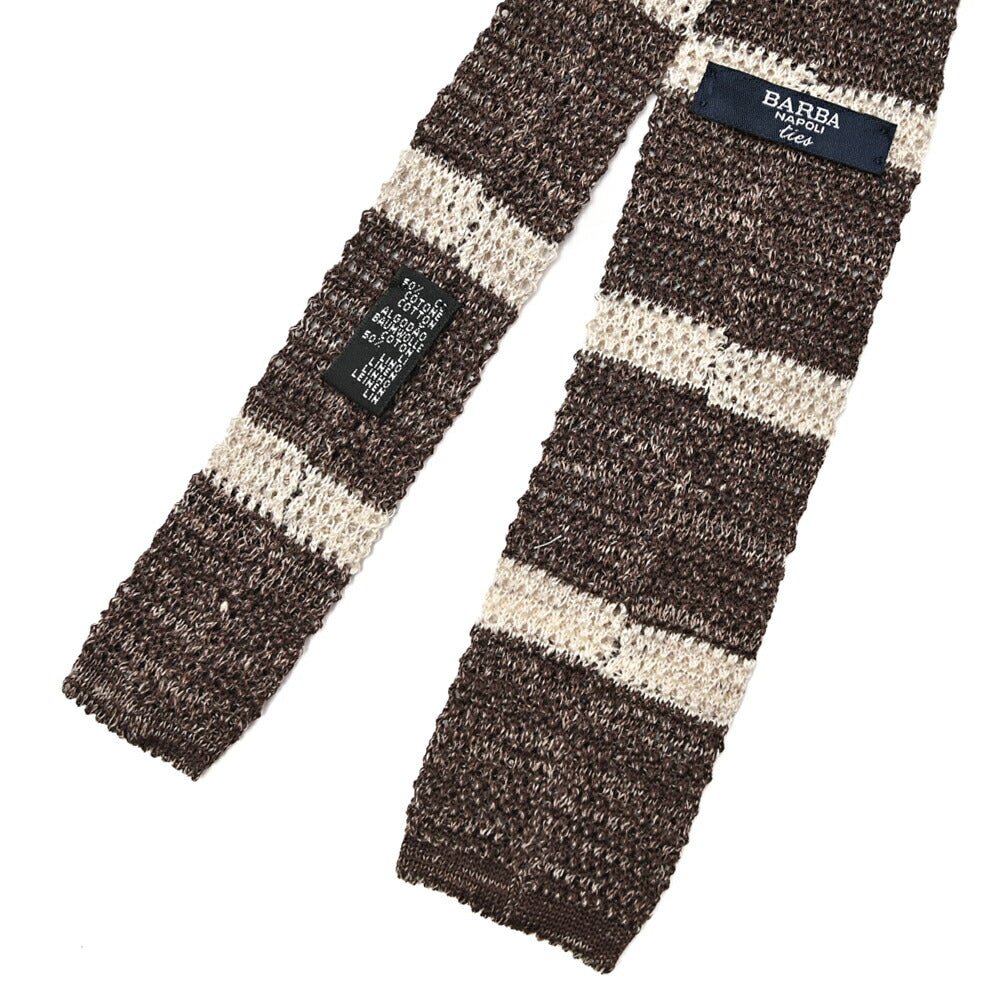 BARBA リネン混コットン ボーダー柄ネクタイ ニットタイ｜428507｜GUARDAROBA MILANO OFFICIAL STORE