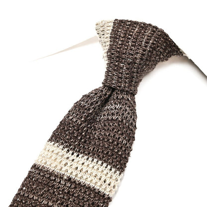 BARBA リネン混コットン ボーダー柄ネクタイ ニットタイ｜428507｜GUARDAROBA MILANO OFFICIAL STORE