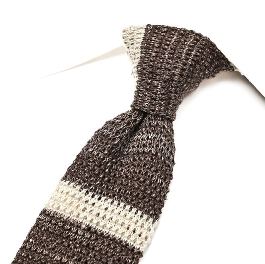 BARBA リネン混コットン ボーダー柄ネクタイ ニットタイ｜428507｜GUARDAROBA MILANO OFFICIAL STORE