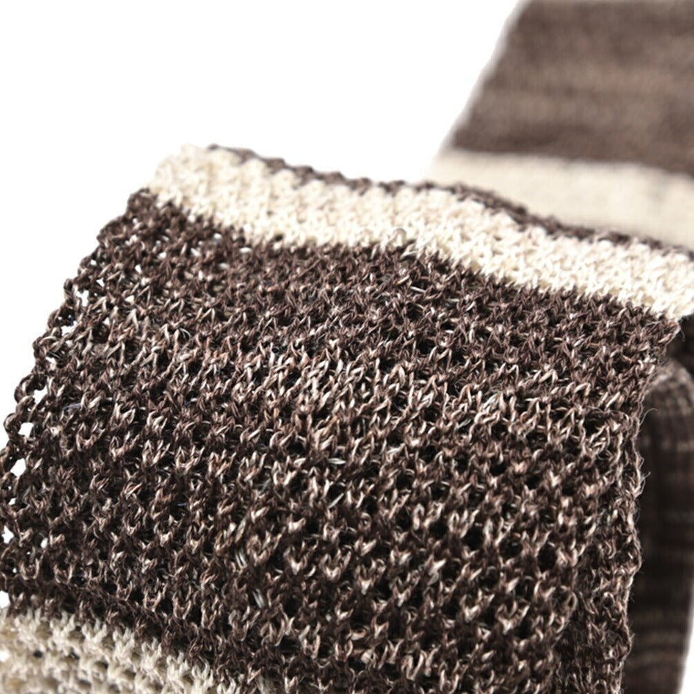 BARBA リネン混コットン ボーダー柄ネクタイ ニットタイ｜428507｜GUARDAROBA MILANO OFFICIAL STORE