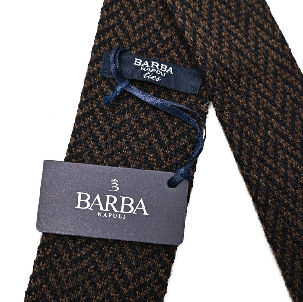 BARBA カシミヤ混シルク ヘリンボーン柄ネクタイ ニットタイ｜428510｜GUARDAROBA MILANO OFFICIAL STORE
