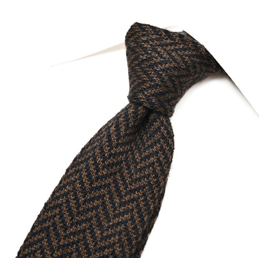 BARBA カシミヤ混シルク ヘリンボーン柄ネクタイ ニットタイ｜428510｜GUARDAROBA MILANO OFFICIAL STORE