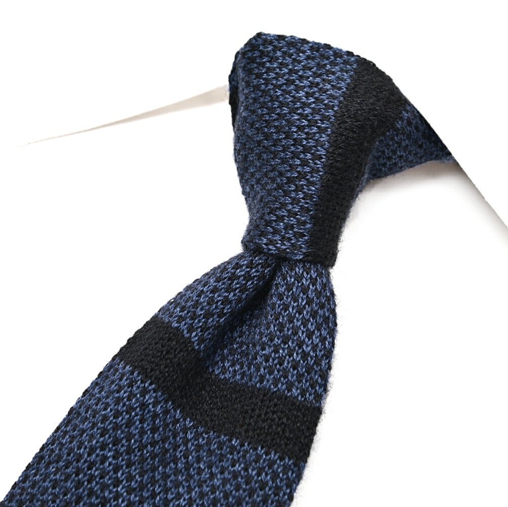 BARBA カシミヤ混シルク ボーダー柄ネクタイ ニットタイ｜428537｜GUARDAROBA MILANO OFFICIAL STORE