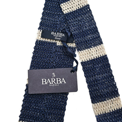 BARBA リネン混コットン ボーダー柄ネクタイ ニットタイ｜428539｜GUARDAROBA MILANO OFFICIAL STORE