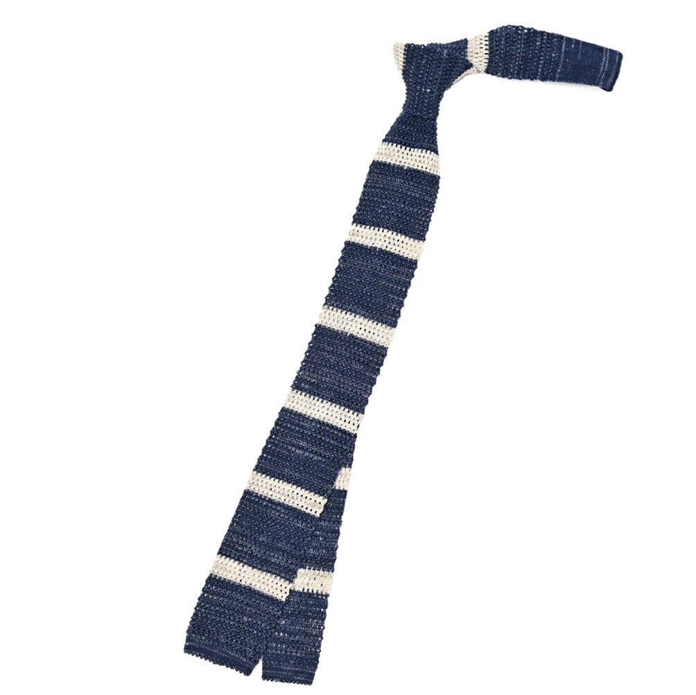 BARBA リネン混コットン ボーダー柄ネクタイ ニットタイ｜428539｜GUARDAROBA MILANO OFFICIAL STORE