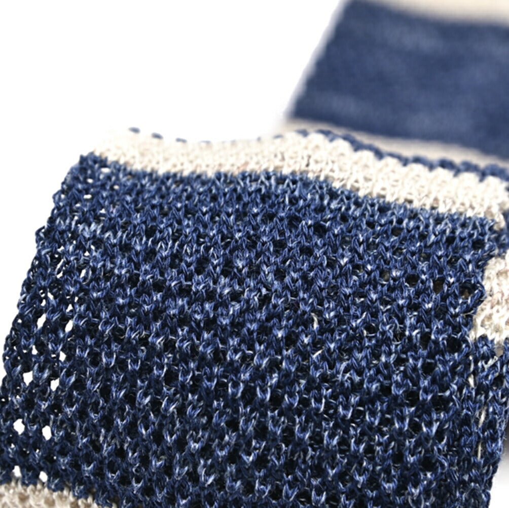 BARBA リネン混コットン ボーダー柄ネクタイ ニットタイ｜428539｜GUARDAROBA MILANO OFFICIAL STORE