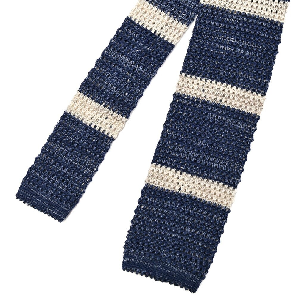 BARBA リネン混コットン ボーダー柄ネクタイ ニットタイ｜428539｜GUARDAROBA MILANO OFFICIAL STORE