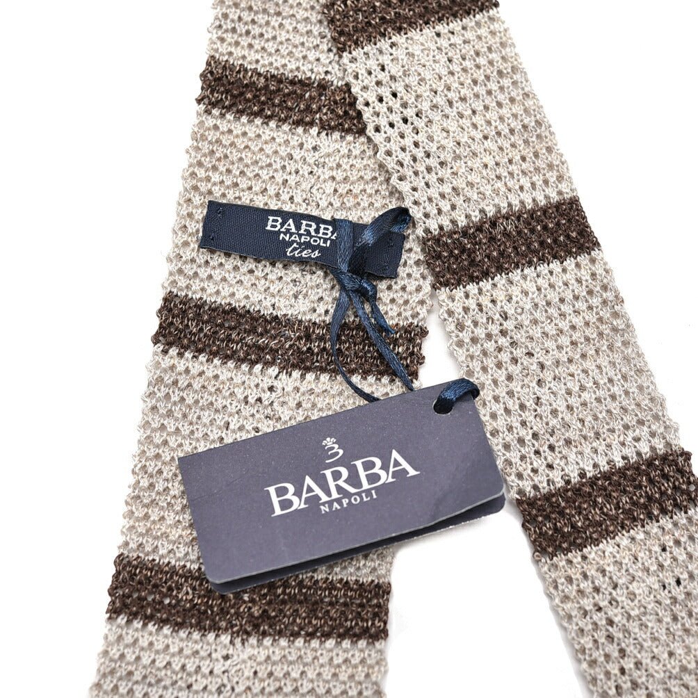 BARBA リネン混コットン ボーダー柄ネクタイ ニットタイ｜428556｜GUARDAROBA MILANO OFFICIAL STORE