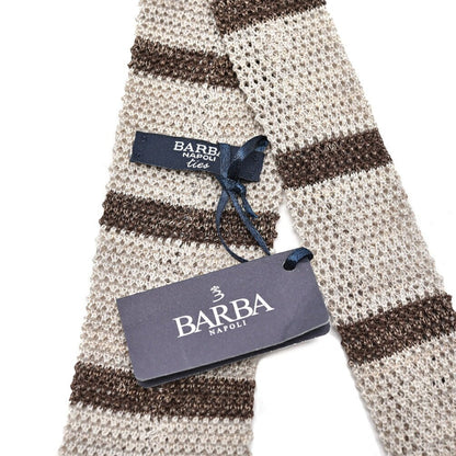 BARBA リネン混コットン ボーダー柄ネクタイ ニットタイ｜428556｜GUARDAROBA MILANO OFFICIAL STORE