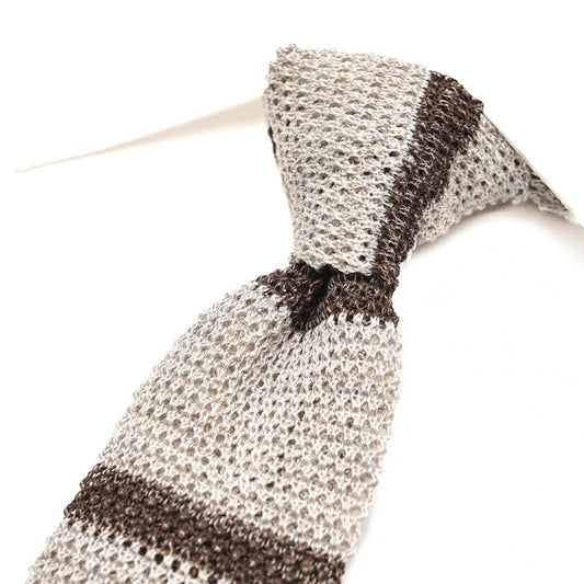 BARBA リネン混コットン ボーダー柄ネクタイ ニットタイ｜428556｜GUARDAROBA MILANO OFFICIAL STORE