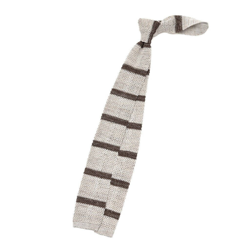 BARBA リネン混コットン ボーダー柄ネクタイ ニットタイ｜428556｜GUARDAROBA MILANO OFFICIAL STORE