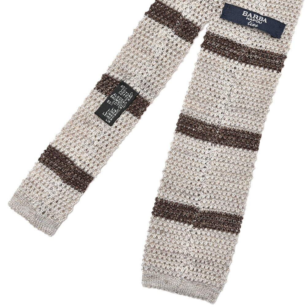 BARBA リネン混コットン ボーダー柄ネクタイ ニットタイ｜428556｜GUARDAROBA MILANO OFFICIAL STORE