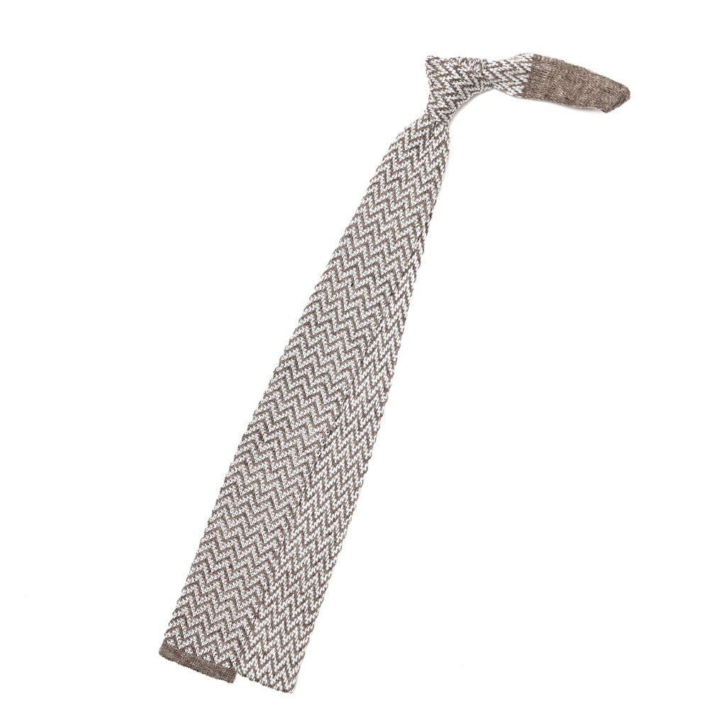BARBA リネン混シルク ヘリンボーン柄ネクタイ ニットタイ / cucito a mano 手縫い仕立て｜428506｜GUARDAROBA MILANO OFFICIAL STORE