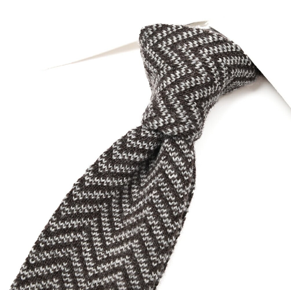 BARBA カシミヤ混ウール ヘリンボーン柄ネクタイ ニットタイ / cucito a mano 手縫い仕立て｜428508｜GUARDAROBA MILANO OFFICIAL STORE