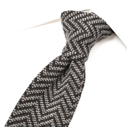 BARBA カシミヤ混ウール ヘリンボーン柄ネクタイ ニットタイ / cucito a mano 手縫い仕立て｜428508｜GUARDAROBA MILANO OFFICIAL STORE