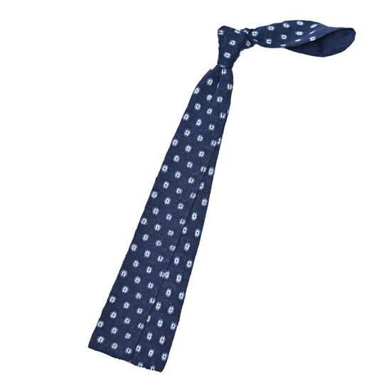 BARBA リネン混コットン 小紋柄ネクタイ ニットタイ / cucito a mano 手縫い仕立て｜428527｜GUARDAROBA MILANO OFFICIAL STORE