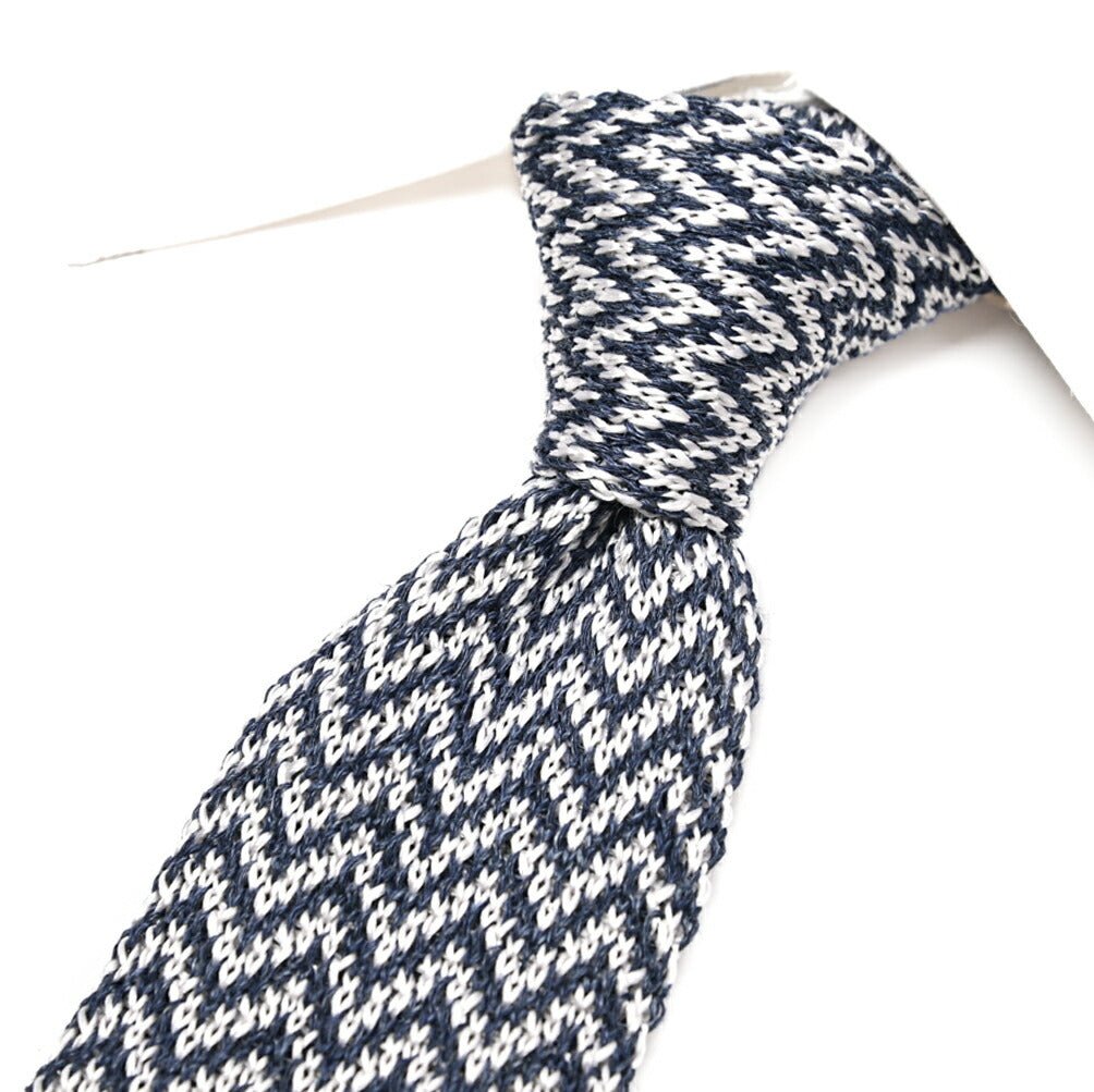 BARBA リネン混シルク ヘリンボーン柄ネクタイ ニットタイ / cucito a mano 手縫い仕立て｜428536｜GUARDAROBA MILANO OFFICIAL STORE