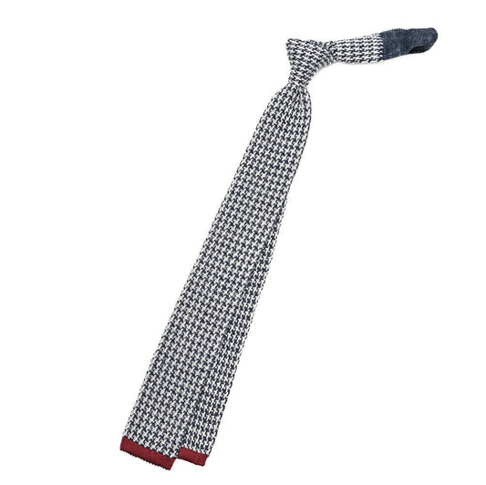 BARBA リネン混シルク 千鳥格子柄ネクタイ ニットタイ / cucito a mano 手縫い仕立て｜428538｜GUARDAROBA MILANO OFFICIAL STORE