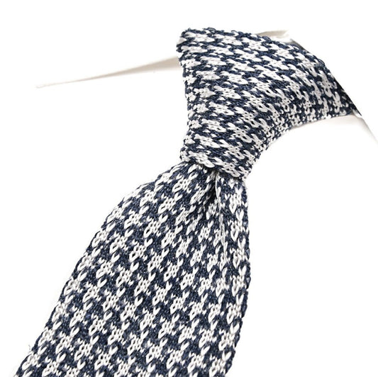 BARBA リネン混シルク 千鳥格子柄ネクタイ ニットタイ / cucito a mano 手縫い仕立て｜428538｜GUARDAROBA MILANO OFFICIAL STORE