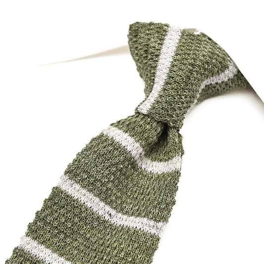 BARBA リネン混コットン ボーダー柄ネクタイ ニットタイ / cucito a mano 手縫い仕立て｜428545｜GUARDAROBA MILANO OFFICIAL STORE