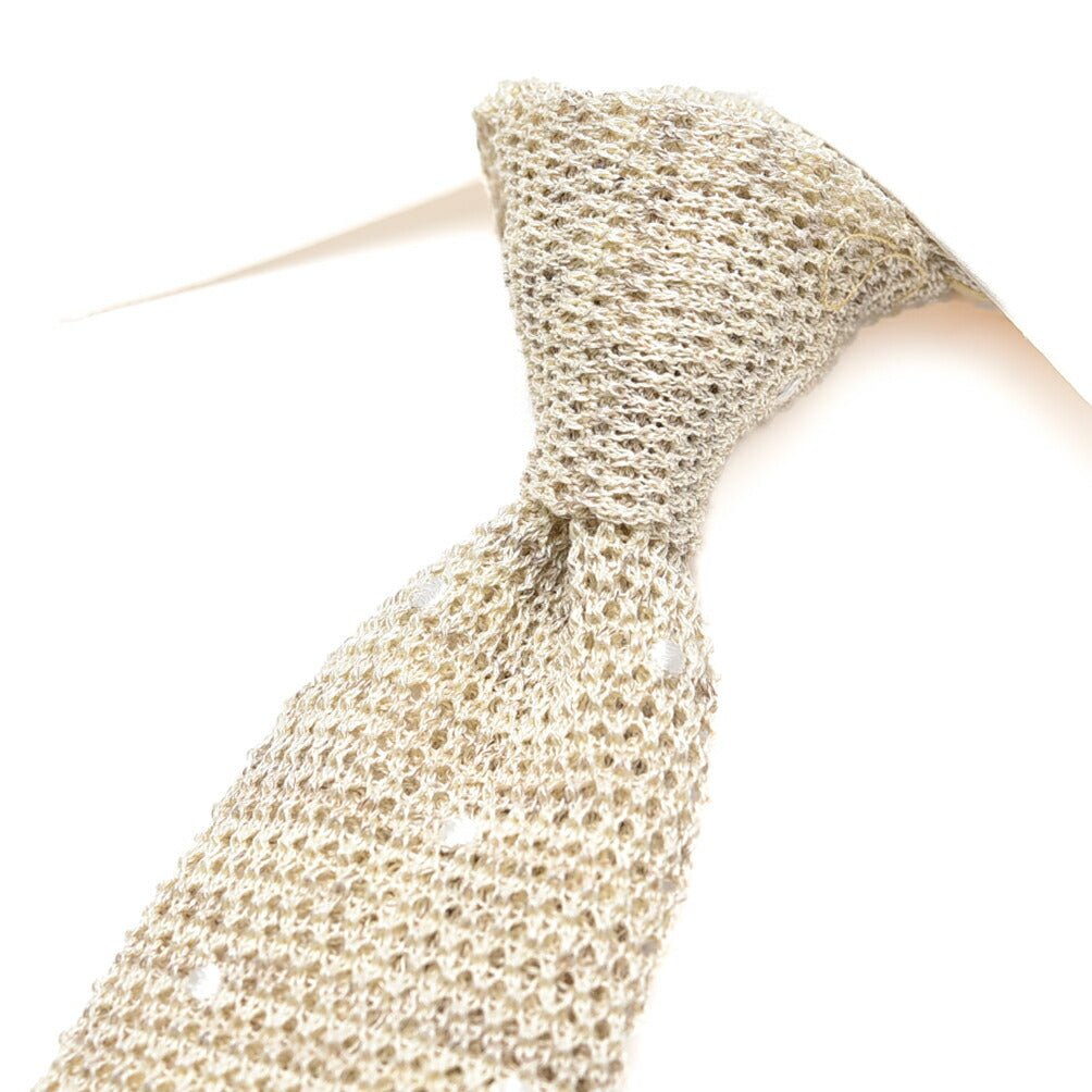 BARBA リネン混コットン ドット柄ネクタイ ニットタイ / cucito a mano 手縫い仕立て｜428555｜GUARDAROBA MILANO OFFICIAL STORE