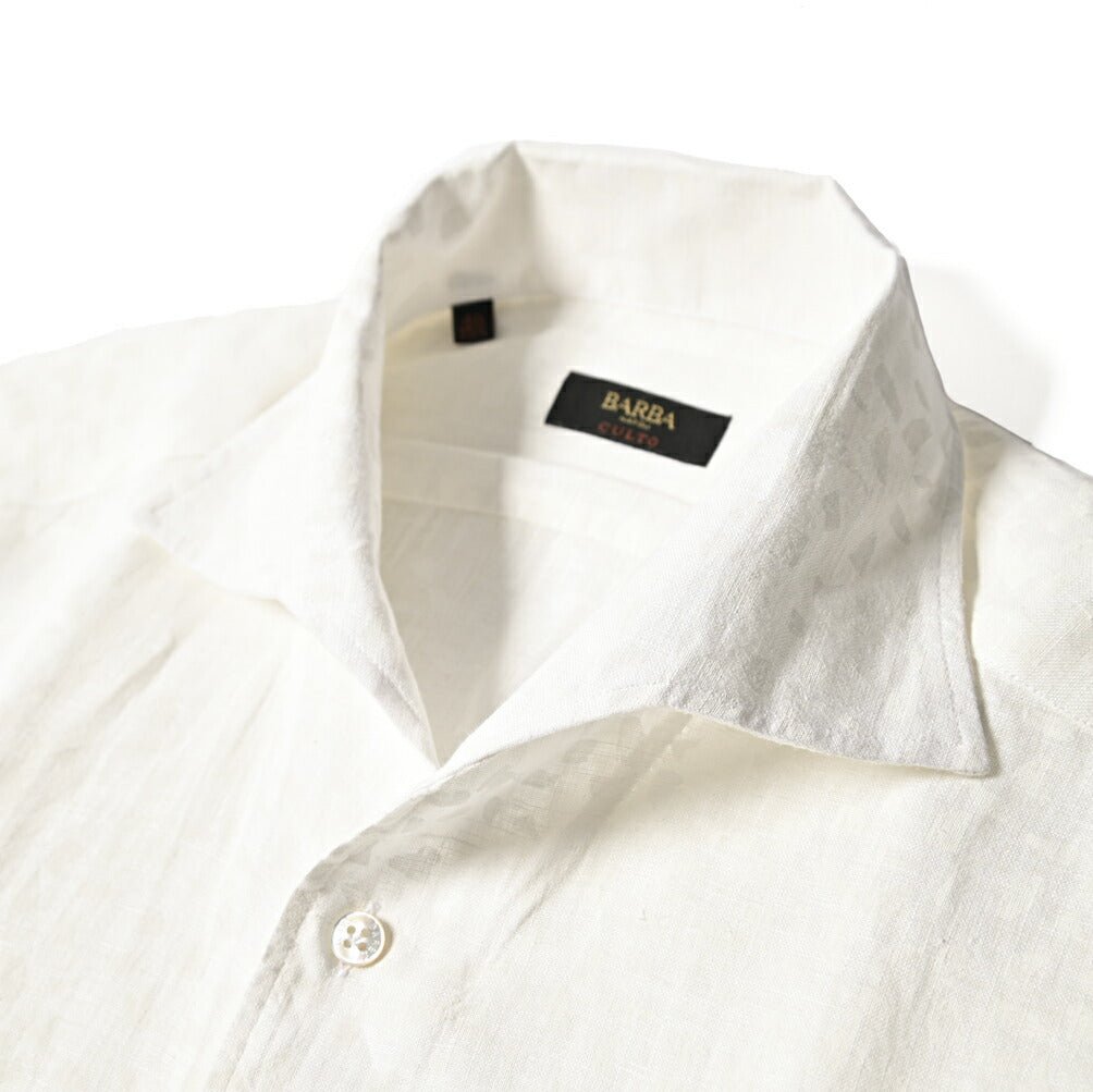 BARBA CULTO リネン100% スキッパーカラーシャツ 開襟シャツ｜435699｜GUARDAROBA MILANO OFFICIAL STORE