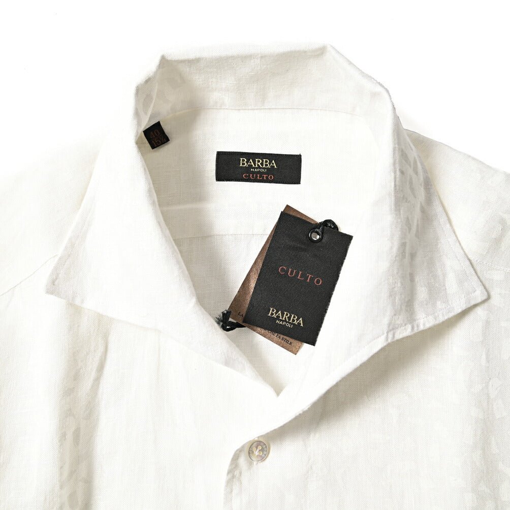 BARBA CULTO リネン100% スキッパーカラーシャツ 開襟シャツ｜435699｜GUARDAROBA MILANO OFFICIAL STORE