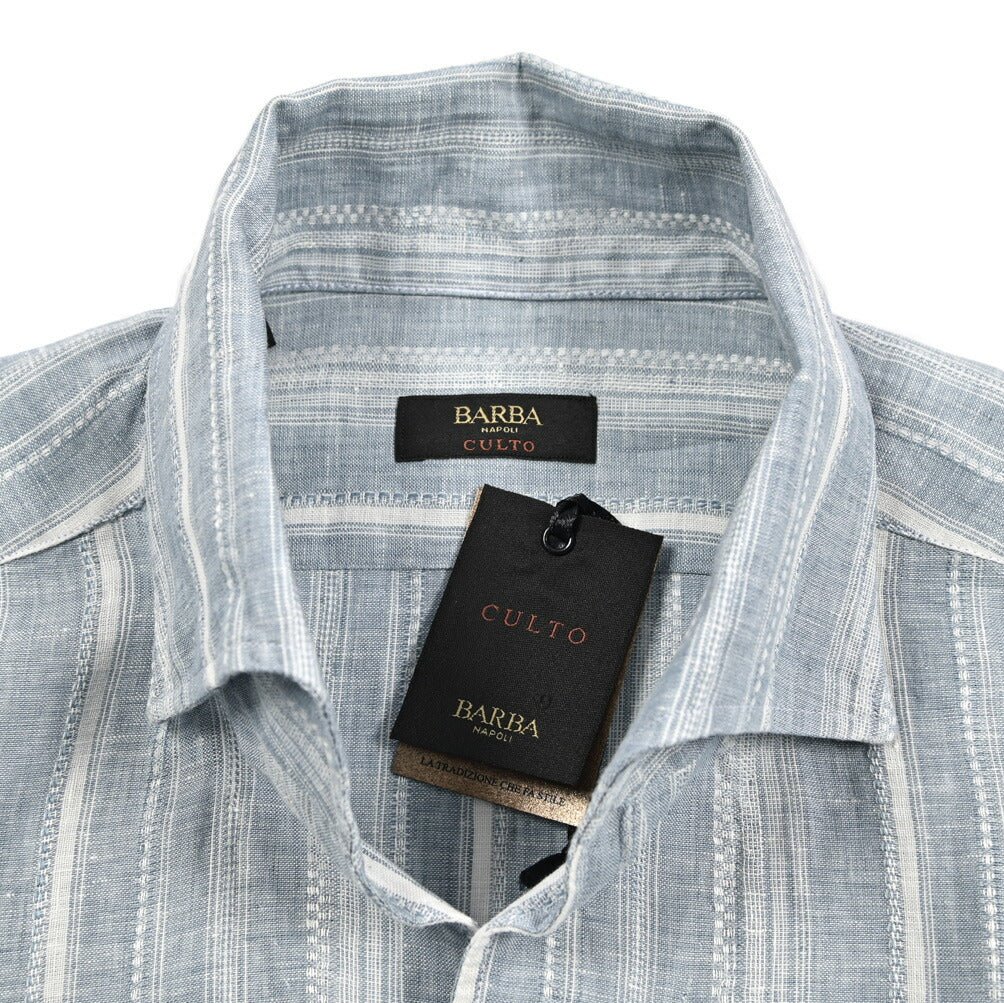 BARBA CULTO リネン100% スキッパーカラーシャツ 開襟シャツ｜435721｜GUARDAROBA MILANO OFFICIAL STORE