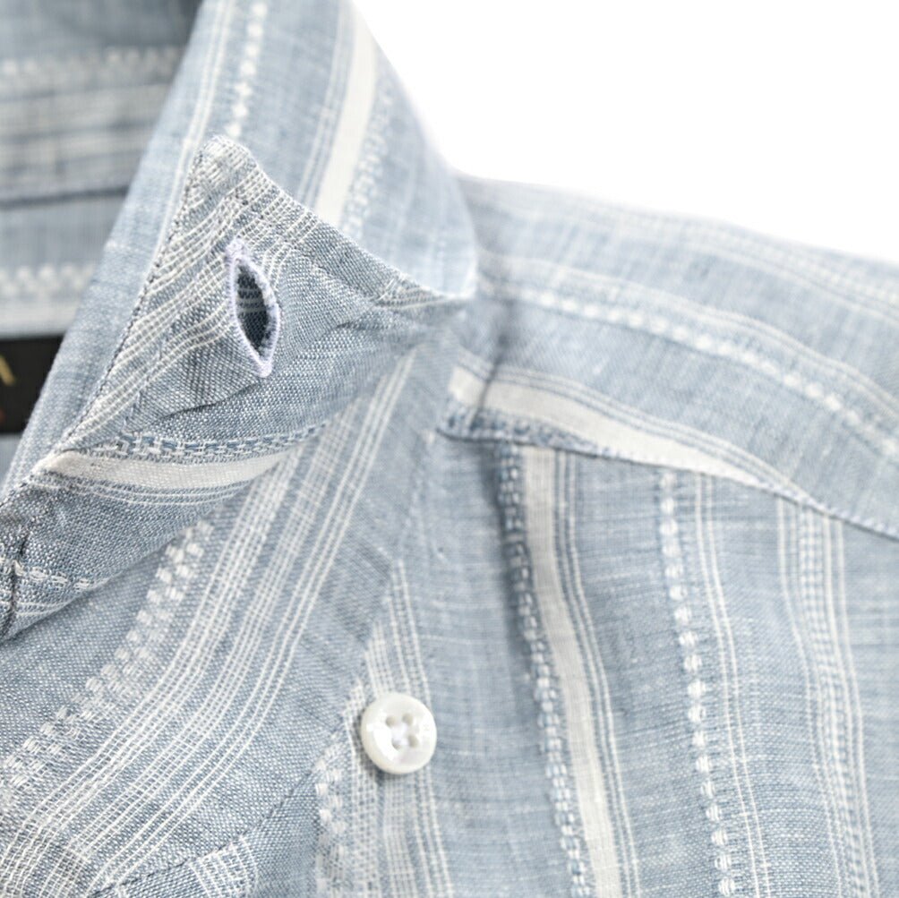 BARBA CULTO リネン100% スキッパーカラーシャツ 開襟シャツ｜435721｜GUARDAROBA MILANO OFFICIAL STORE