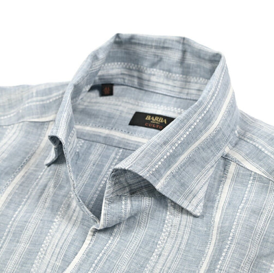 BARBA CULTO リネン100% スキッパーカラーシャツ 開襟シャツ｜435721｜GUARDAROBA MILANO OFFICIAL STORE