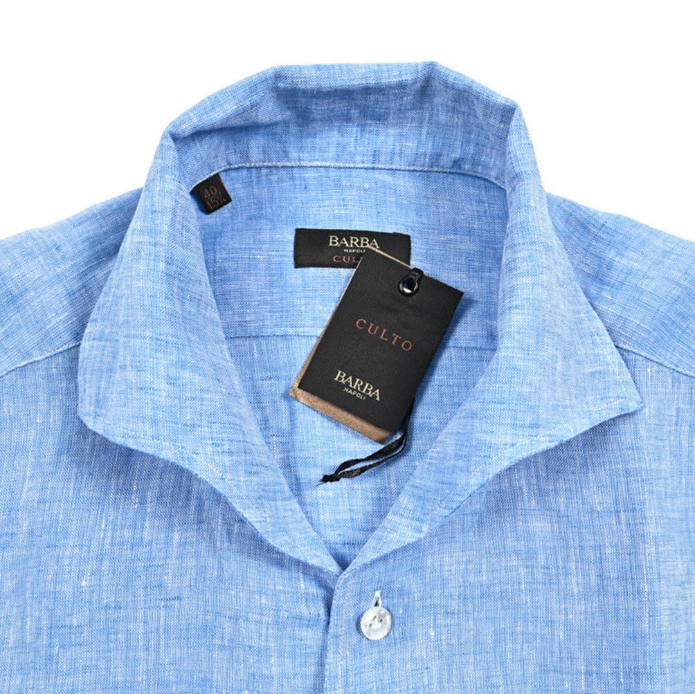 BARBA CULTO リネン100% スキッパーカラーシャツ 開襟シャツ｜435725｜GUARDAROBA MILANO OFFICIAL STORE